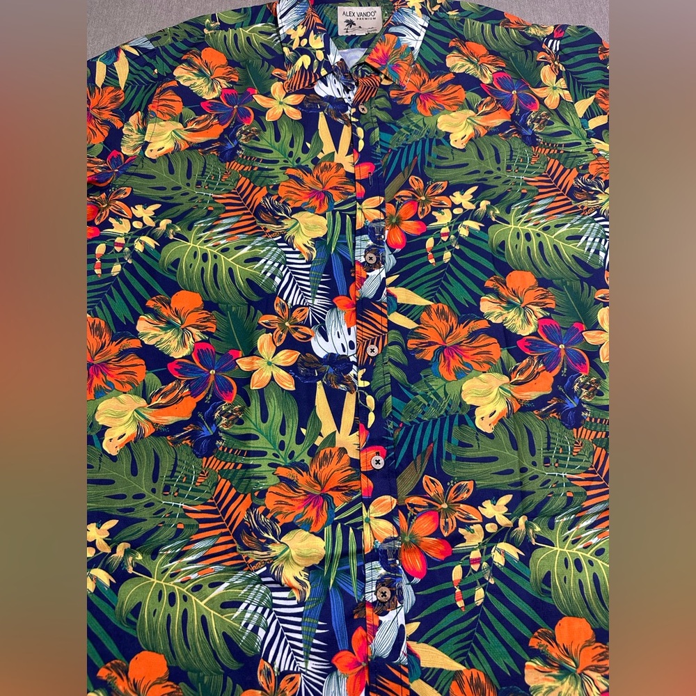 Alex Vando Tropical Button Down Short Sleeve shirt Size XL - Picture 2 of 5